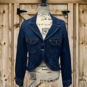Levi Strauss & Co Levis Blue 2 Button Tulip Hem Accent Denim Jeans Jacket Size L